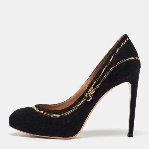Salvatore Ferragamo Black Suede Rory Zipper Pumps Size 37.5,New Products : American Fashion Style Bags On Sale